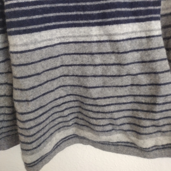 Laundry By Shelli Segal Grey Navy Striped Cashmere Cardigan With Hood Size XL - Picture 5 of 11